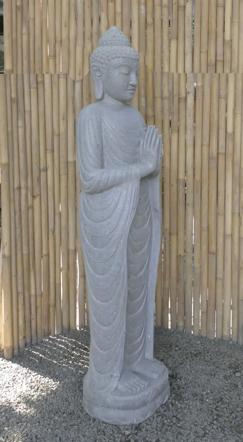  Product image 3 of the product “Standing Buddha made of Riverstone, position Namaskara , H. 180cm. ”